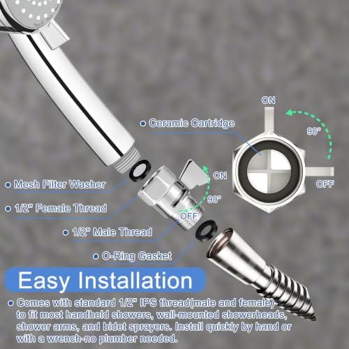 Shower Head Shut Off Control Valve, Pressure Reducer, Flow Restrictor - Image 3