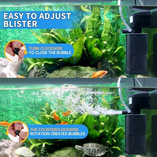 coospider-repta Fish Tank Filter for 15-40 Gallon Tank, 160 GPH Crystal Clear Powerful Internal Aquarium Filters Submersible Pump& Filter System for Fish Tank & Turtle Tank - Image 5