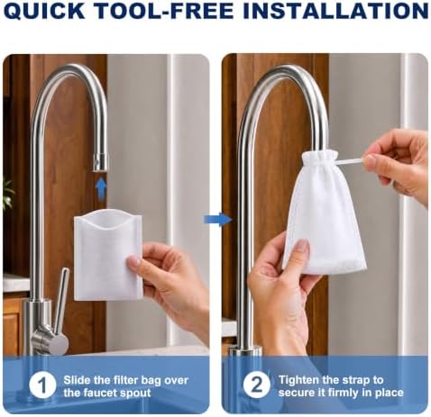 Faucet Filter Cotton Bags, 16 Pack Universal Filter Bags for Kitchen Sink - Image 4