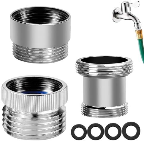 3Pcs Brass Faucet to Hose Adapter with Aerator, Sink Hose Adapter Set with Washers & Tape – Fits G1/2" Female, 55/64" Female, and 15/16" Male, Connects to 3/4" GHT Garden Hose by Unknown
