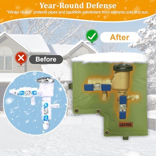 Backflow Preventer Insulated Cover (5°F) for Winter Freeze Protection, 13"W x 12"H Thickened Pressure Vacuum Breaker & Well Pump Cover, Outdoor Waterproof Insulation Pouch for Sprinkler Valve, Green - Image 4