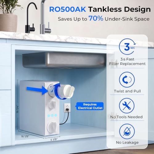 iSpring RO500AK-ORB RO System, NSF/ANSI 58 Certified, 500 GPD with Alkaline - Image 3