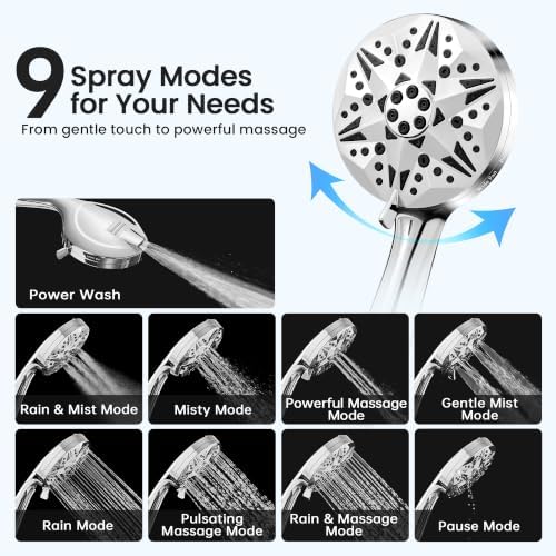 Clarston Filtered Shower Head With Handheld High Pressure 9 Spray Modes - Image 3