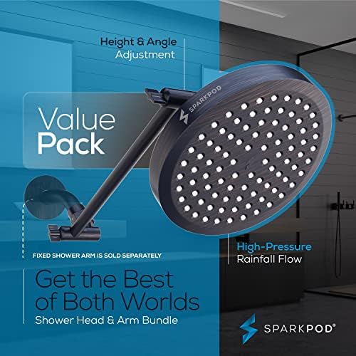 SparkPod 6" Round Rain Shower Head with 11" Shower Arm - Image 3