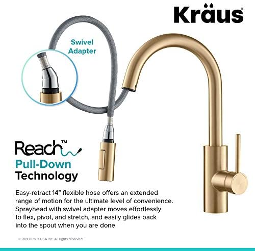 KRAUS Spot Free Brushed Brass Pull Down Kitchen Faucet KPF-2620BB - Image 5