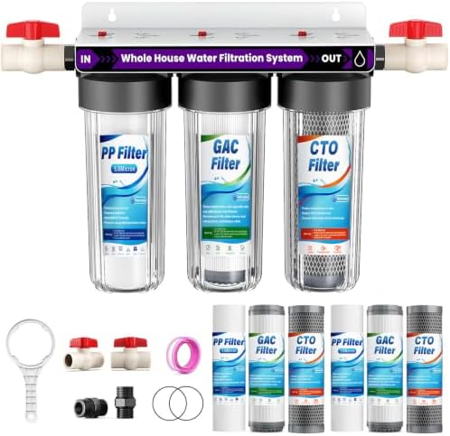 3-Stage Whole House Water Filter System, 0.5 Micron Filtration by DYLSDFQ