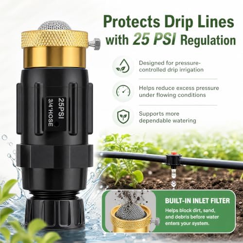 Drip Irrigation Faucet Adapter Kit, 25 PSI, 1/2 & 1/4 Inch Tubing, 1 Pack - Image 4