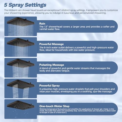 Hibbent 5-Mode 13" Shower head, 4-Mode Handheld Spray Oil-Rubbed Bronze - Image 2