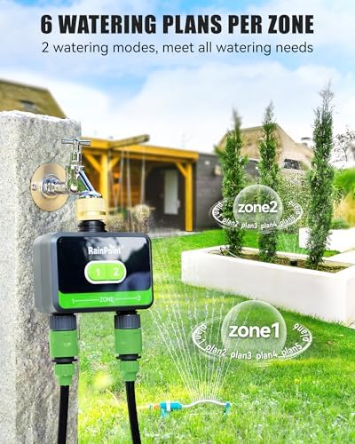 RAINPOINT Bluetooth Water Timer for Garden Hose, Smart Hose Timer 2 Outlet(Not Hub), Wireless Sprinkler Watering Timer with Rain Delay, Automatic Irrigation System for Lawns and Yard - Image 4