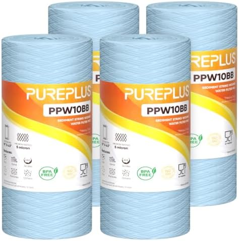 PUREPLUS 5 Micron 10 x 4.5 Whole House Water Filter for Well Water 4 Pack by PUREPLUS