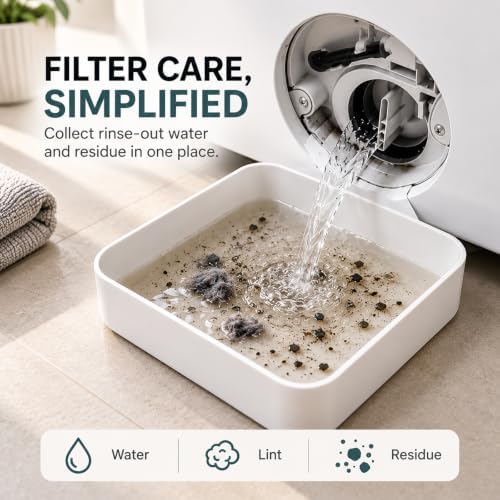 Washing Machine Drain Pan with 3 Accessories, Low Profile Washer Drain Tray for Front Load Washer Filter Cleaning, Water Catch Drip Tray, No Washer Moving Required, White - Image 4
