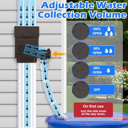 WADEO Rain Barrel Diverter Kit Fits 2''x3'' or 3''x4'' Downspouts Brown - Image 2