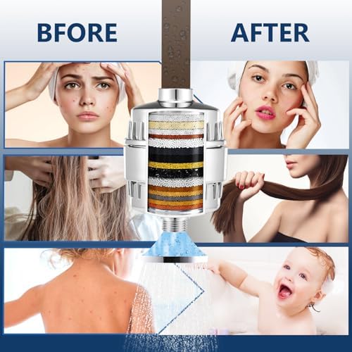 20 Stage Shower Filter Replacement Cartridge - Shower Head Filter Replacement Cartridge for Hard Water, Chlorine, Heavy Metals, High Output Shower Water Softener, 1 Pack - Image 3