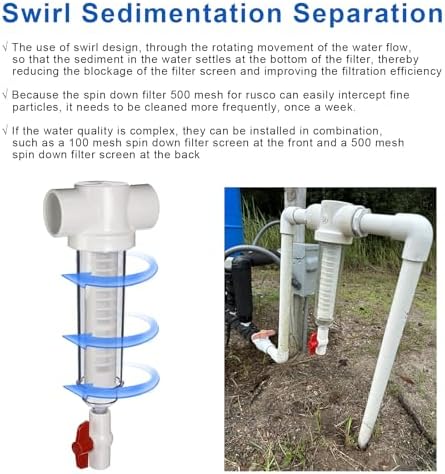 1-1/2" 500 Mesh Spin Down Sediment Replacement Rusco Filter Screen, Spin Down 1 1/2"-500 Sediment Filter Replacement for Rusco Vu Flow for Well Water and Sprinkler Irrigation Filters, 2 Pcs - Image 5