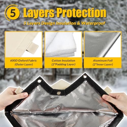 Backflow Preventer Cover Insulated Pouch 5°F - Pressure Vacuum Breaker Cover (13" W x 12" H) - Enhanced 5 Layers Protection for Pressure Vacuum Breakers, Sprinkler Valve Winter Water Well Pump Covers - Image 3