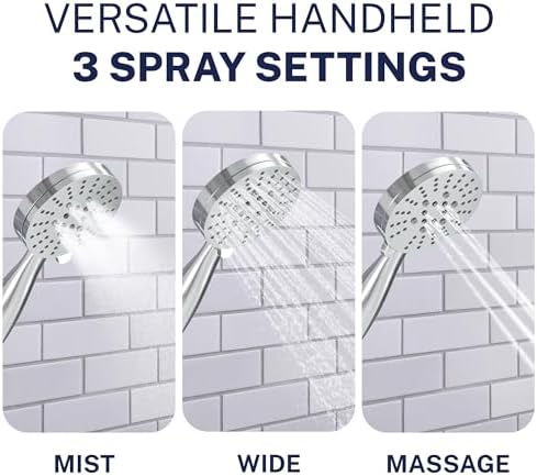 HammerHead Metal 3-Spray Shower Head Handheld High Pressure Extra Long Hose - Image 3
