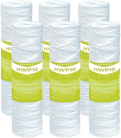 20 Micron Whole House Water Filter Cartridge, 10" x 2.5", 6-Pack by MewMore