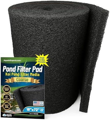 Aquatic Experts Classic Koi Pond Filter Pad COARSE – Bulk Roll Pond Filter Media, Rigid Ultra-Durable Latex Coated Fish Pond Filter Material US (18" x 72", Coarse (Black)) by AquaticExperts