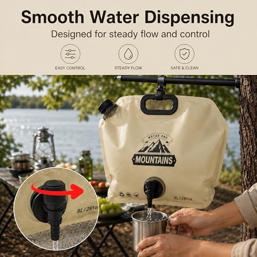 Collapsible Water Container Portable Water Jug with Spigot for Camping, Foldable Hiking Gear, Leakproof Liquid Carrier for Hiking, Travel, Emergency Preparedness, Outdoor Use (4 Pack 2 Gallon) - Image 4