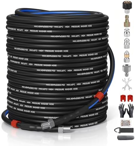 Sewer Jetter Kit for Pressure Washer 200ft, 1/4 Inch NPT, 5800PSI by TUTULUCK