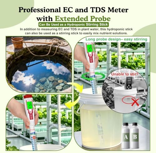 EC PPM Meter Hydroponic Nutrient Meter 14in Long Probe for DWC - Image 3