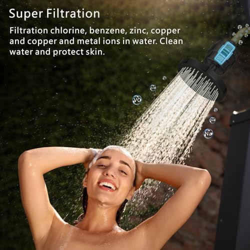 High Pressure Filtered Shower Head Set, 6’’ Rain Shower Filter for Hard Water, Universal Round Showerhead 20 Stage Filtration Removes Impurities for Rejuvenated Skin by Eolax, Matte Black - Image 2