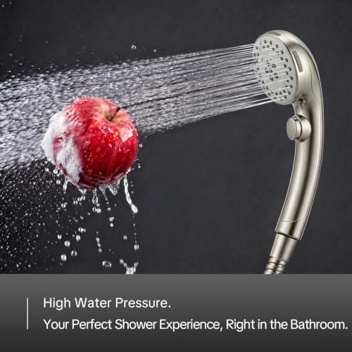 OFFO Shower Head with Hose, 5 Mode Handheld Shower Head with On Off Switch for Water Saving, High Flow Powerful Boosting Showerheads with 60" Stainless Steel Hose, Brushed Nickel - Image 4