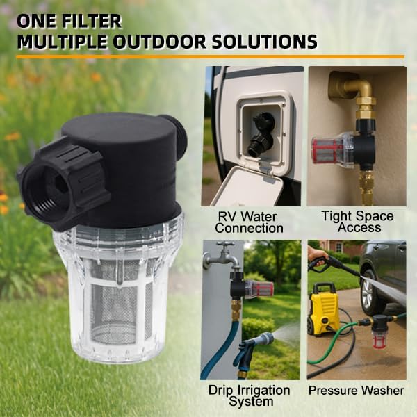 GIEX 200 Mesh Garden Hose Filter with Quick Connect, 3/4" GHT Thread Sediment Trap for Irrigation, Drip System, Misting, Greenhouse & Pressure Washer - Image 3