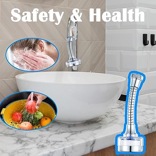 Sink Water Filter,360° Rotating Faucet Water Filter,Kitchen Bathroom Universal Swivel Sink Filter,with Extension Tube Removes Chlorine Fluoride Heavy Metals Hard Water for Home Kitchen - Image 6