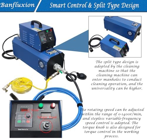 1500W Industrial Boiler Tube Cleaner, 110V/220V Pipeline Cleaning Machine with 26ft Flexible Shaft & Brush Kit, for 12-36mm/0.47-1.42in Heat Exchanger Evaporator Duct Descaling - Image 2