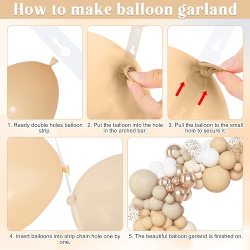 Amandir 153pcs White Sand Beige Balloon Arch Garland Kit Different Sizes - Image 3