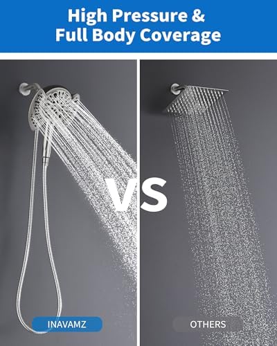 INAVAMZ 2 in 1 Shower Head with Handheld Combo High Pressure Nickel 1.8 GPM - Image 3