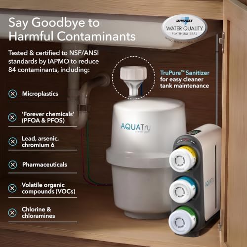 AquaTru Under Sink Alkaline Reverse Osmosis Water Filter | 4-Stage Water Purification System | Removes 84 Contaminants Like Chlorine, Chromium 6, Forever Chemicals, Microplastics | Black Faucet - Image 3