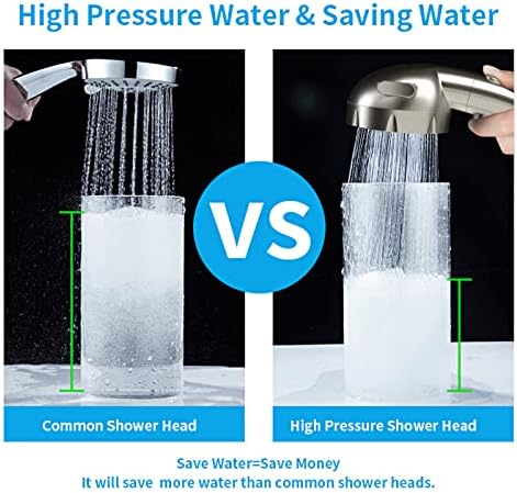 KAIYING Drill-Free High Pressure Handheld Shower Head with ON/OFF Switch, 3 Spray Modes - Brushed Nickel - Image 4