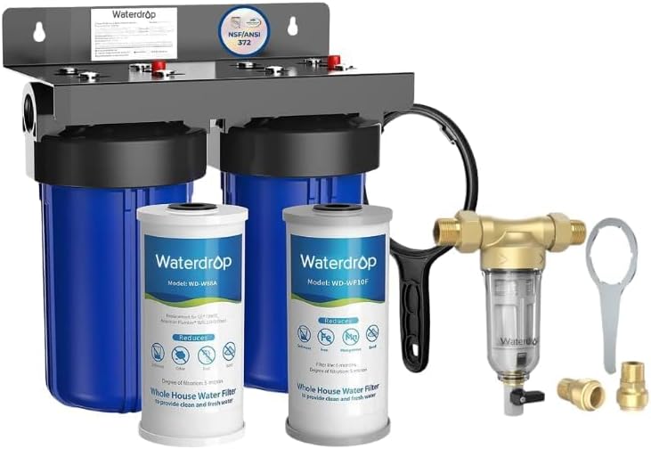Waterdrop WD-WHF21-FG 2-Stage Whole House Filter System with WD-RPFK Spin Down Sediment Filter, Bundle by Waterdrop