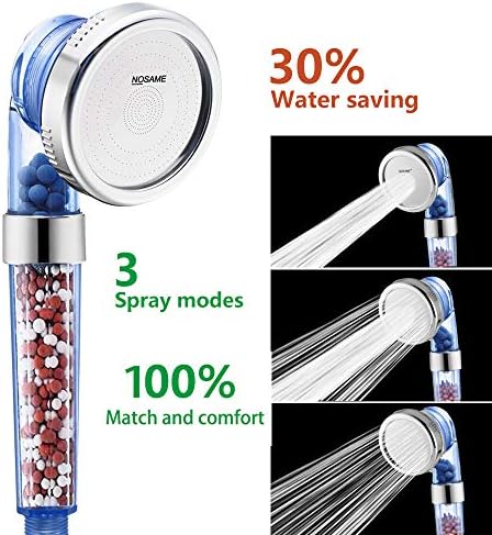 Nosame Shower Head, Filter Filtration High Pressure Water Saving 3 Mode Function Spray Handheld Showerheads 1.6 GPM for Dry Hair & Skin SPA - Image 2