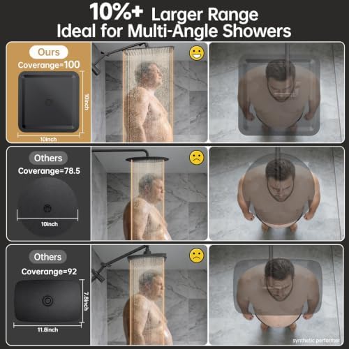 Veken All Metal 10" Luxurious Rain Shower Head with Handheld Spray,Square - Image 5