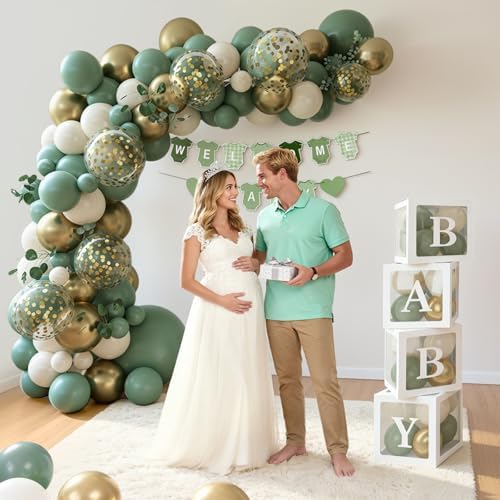 Sage Green Baby Shower Decorations 114 PCS - Image 4
