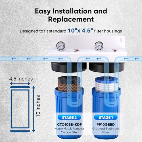 PUREPLUS 10"x4.5" Whole House Water Filter Combo, Grooved Sediment & KDF - Image 6