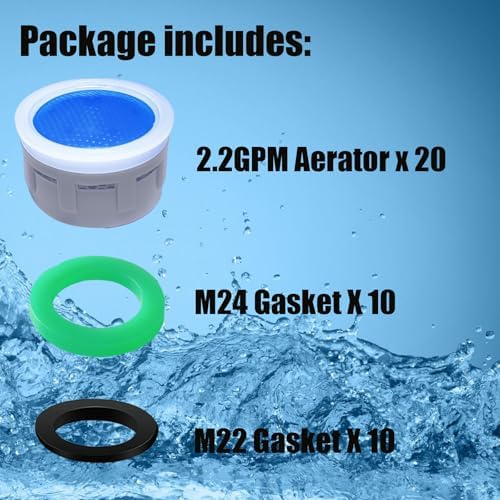 Faucet Aerator 2.2GPM Flow Restrictor Insert Faucet Aerator Replacement Part Used for Bathroom or Kitchen Sink Faucet Filter Suitable for Internal and External Thread Faucet Aerators (20 PCS) - Image 3