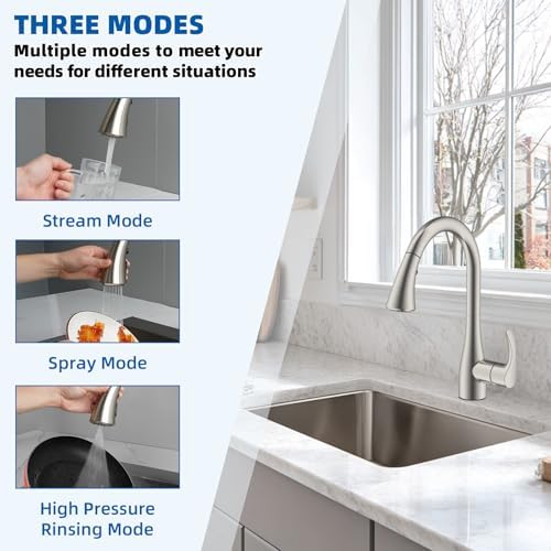 Hibbent cUPC Certified Curved Pull Down Kitchen Faucet Head Replacement - Image 2