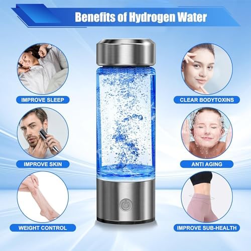 Hydrogen Water Bottle, Hydrogen Rich Water Generator, Rechargeable Portable Glass Hydrogen Water Ionizer Machine with SPE and PEM Technology, for Daily Office Home Travel and Fitness Drinking - Image 4
