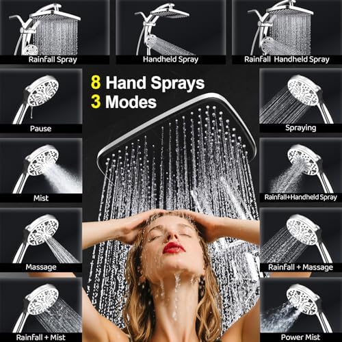 12-Inch High Pressure Rain Shower Head with Handheld Spray Combo, Magnetic - Image 3