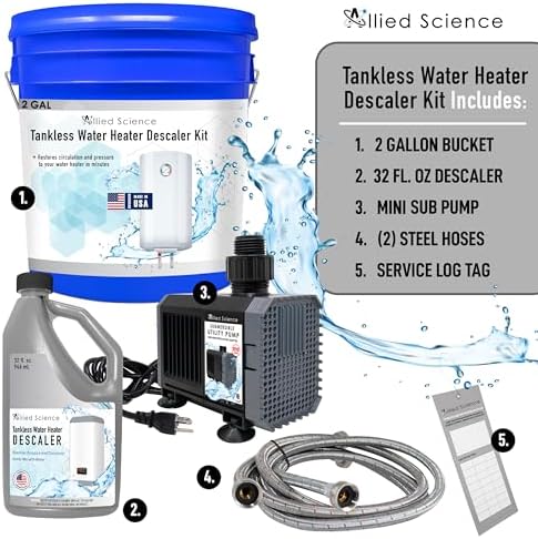 Allied Science Tankless Water Heater Flushing Kit with Steel Hoses, Mag Drive Pump, Quart Eco-Friendly Descaler, and Maintenance Card - Image 2