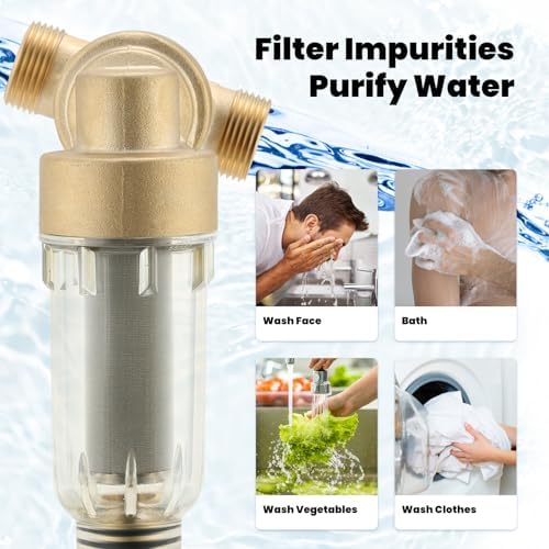 360° Rotatable Spin Down Sediment Water Filter, Contains Two 3/4" Push-to-Connect Fittings,Home Water Filter with 50&100 Micron Filters - Image 5