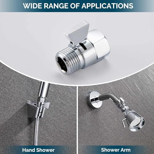 Angle Simple Shower Shut Off Valve, Water Flow Pressure Restrictor, Chrome - Image 2