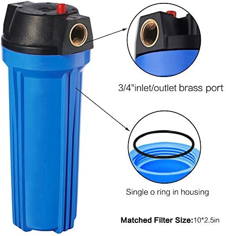 Geekpure 10 Inch Whole House Slim Water Filter Housing - 3/4"NPT Brass Port - Image 4