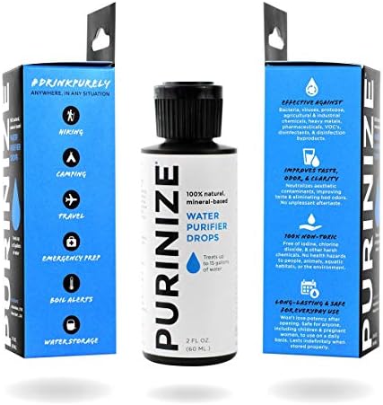 The Best and Only Patented Natural Water Purifying Solution - Chemical Free Camping and Survival Water Purification (2 oz) by PURINIZE