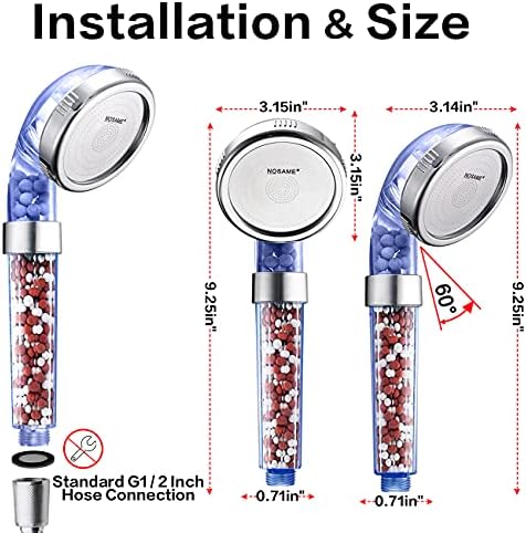 Nosame Shower Head with Hose and Bracket, Filter Filtration High Pressure Water Saving 3 Mode Function Spray Handheld Showerheads for Dry Skin & Hair - Image 5