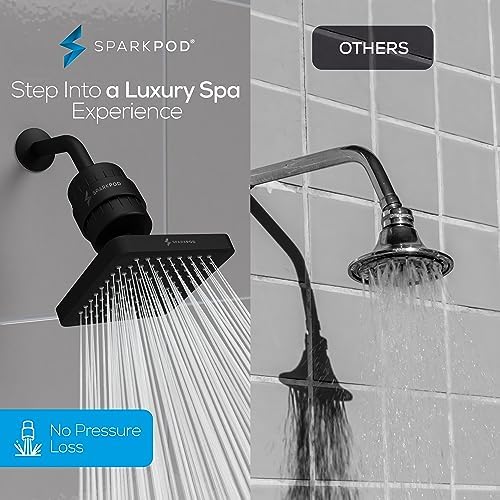 SparkPod Filtered Shower Head, 23-Stage, 6" Square, Black Matte - Image 4